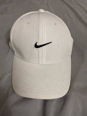 Nike White Baseball Cap with Black Swoosh
